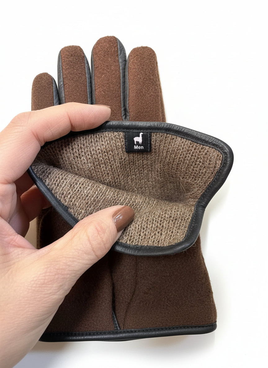 Felted Dress Gloves-Brown: SAMPLE