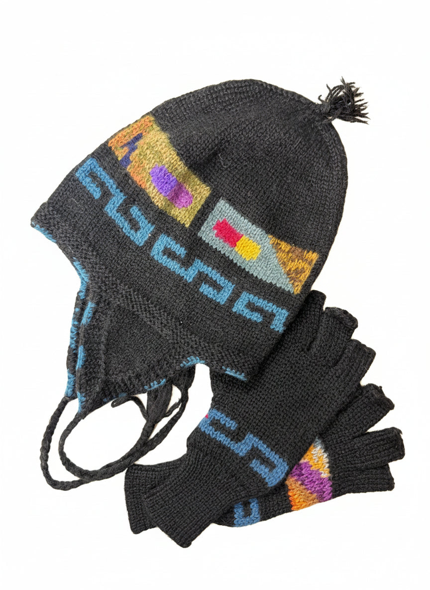 Fingerless Gloves &amp; Chullo Set: SAMPLE