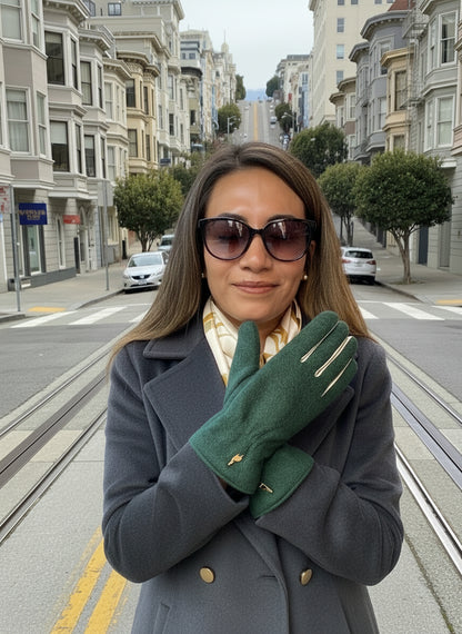 Felted Dress Gloves Green: SAMPLE