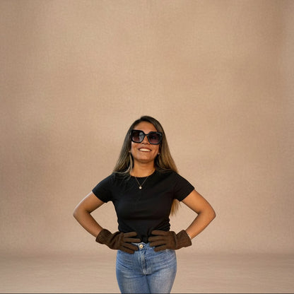 Felted Dress Gloves-Brown: SAMPLE