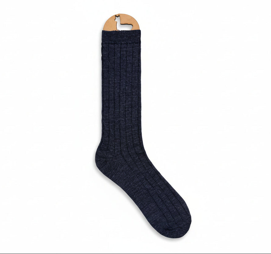 True Rib Dress Socks-Denim