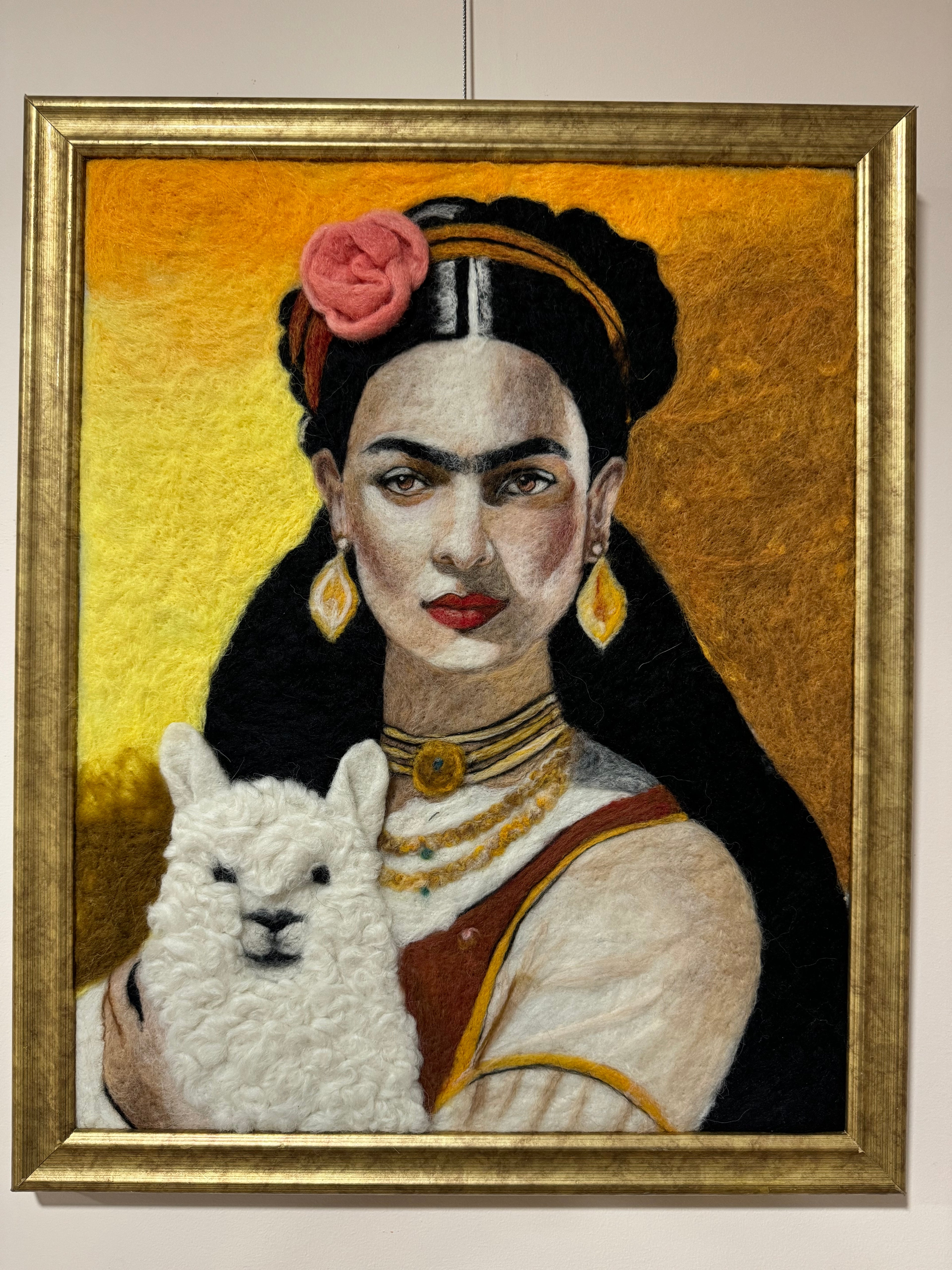 Frida Flower Alpaca Felted Portrait