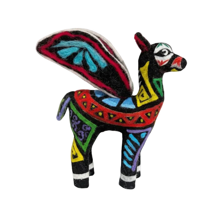 Colorful painted animal figurine on a white background