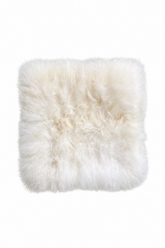 A square fluffy alpaca-fur pad in off-white/cream, laid flat.
