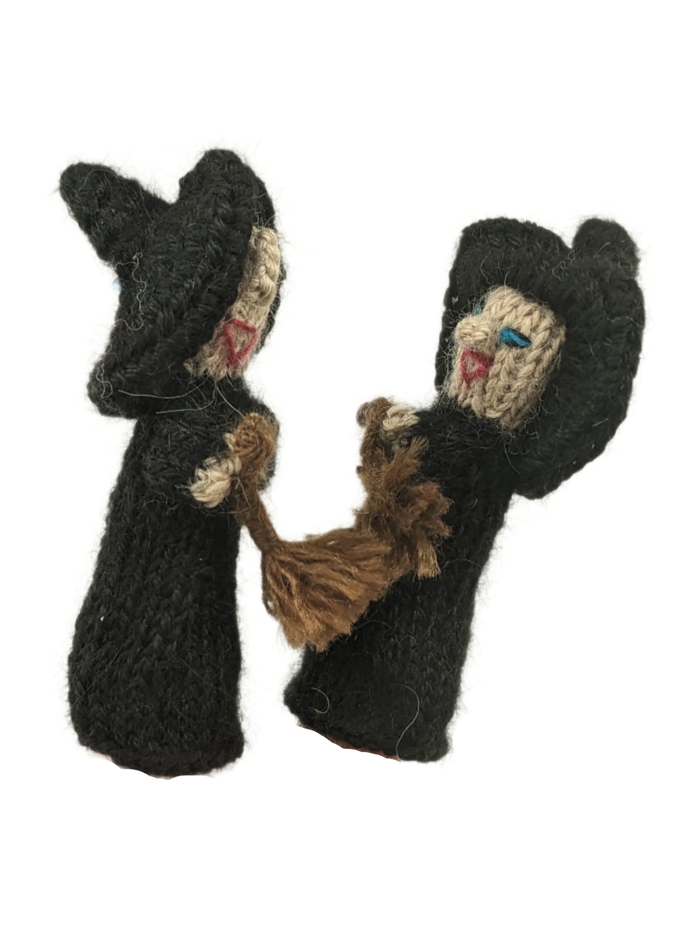 Handknit Alpaca Witch Finger Puppets