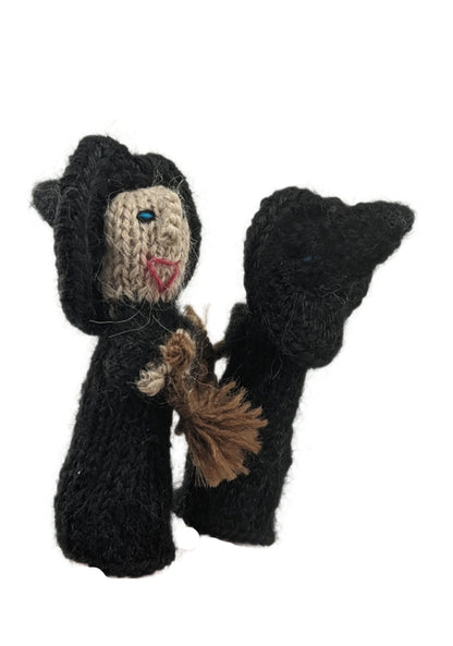 Handknit Alpaca Witch Finger Puppets