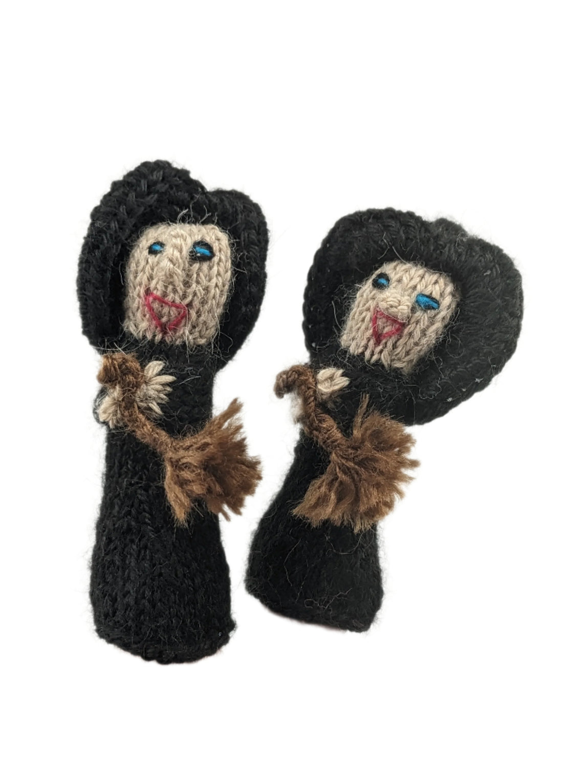 Handknit Alpaca Witch Finger Puppets