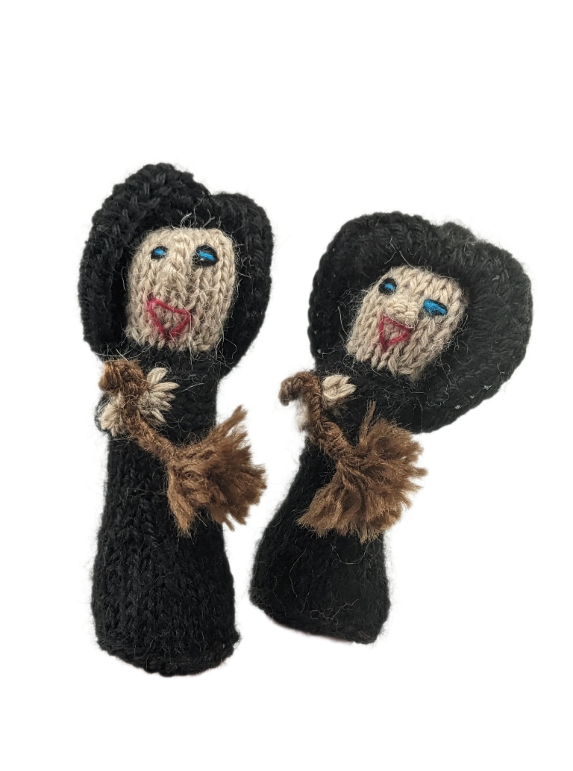 Handknit Alpaca Witch Finger Puppets