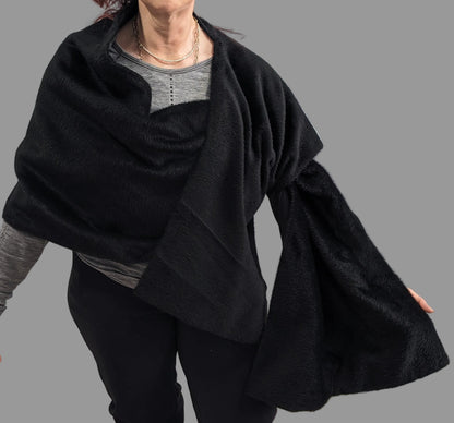 Asymmetrical Fabric Cape - Black — Studio