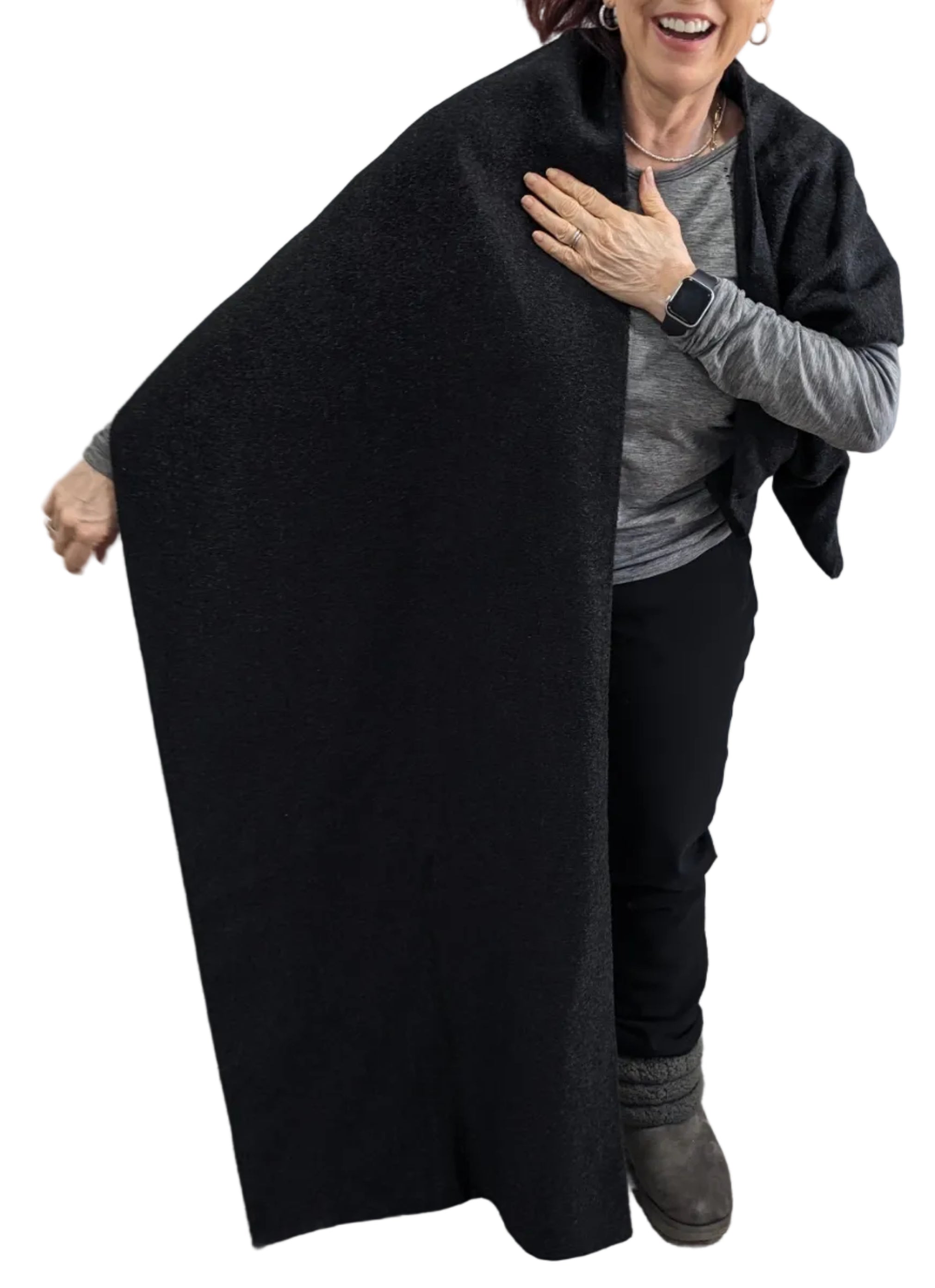 Asymmetrical Fabric Cape - Black — Studio