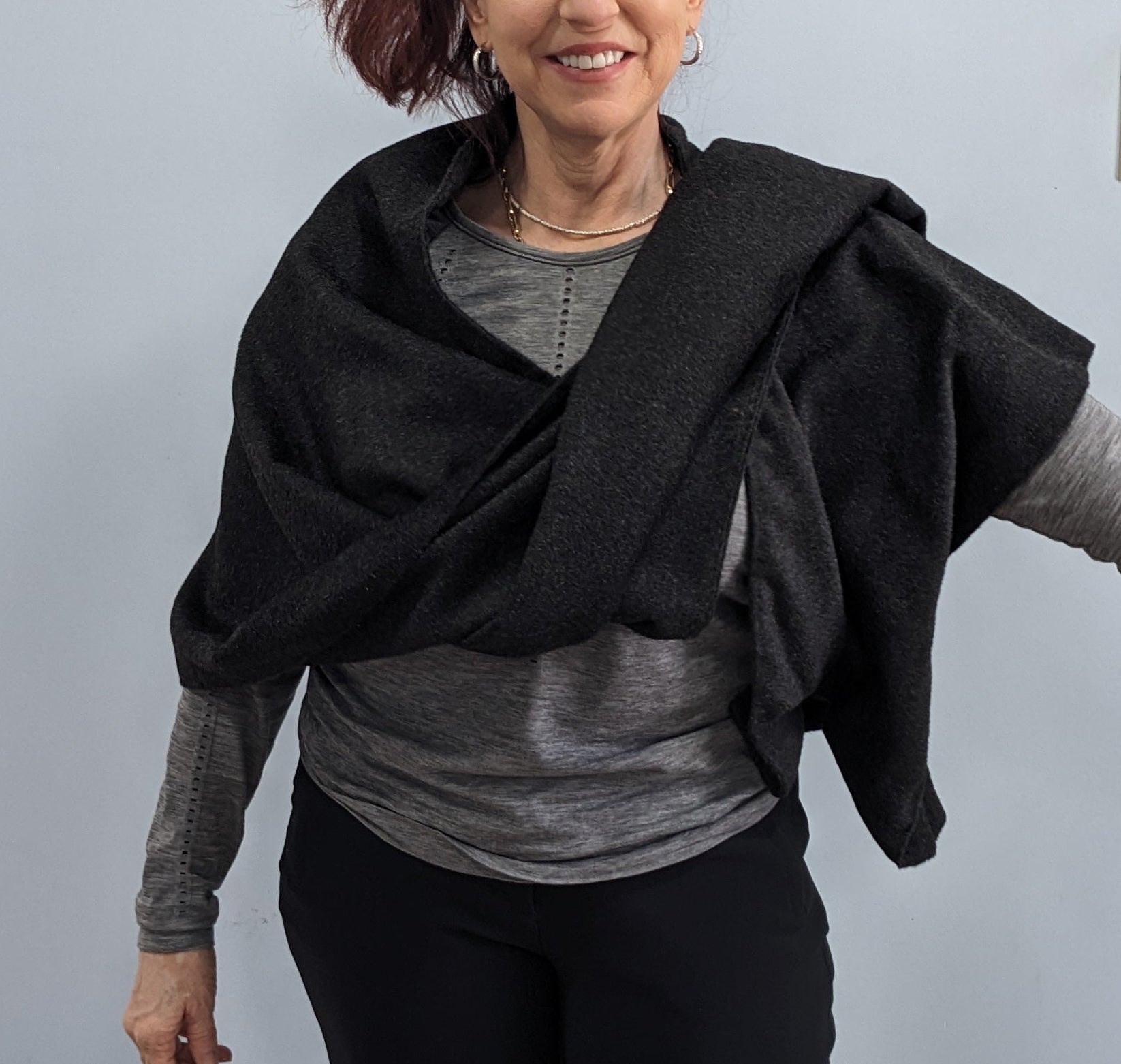 Asymmetrical Fabric Cape - Black — Studio
