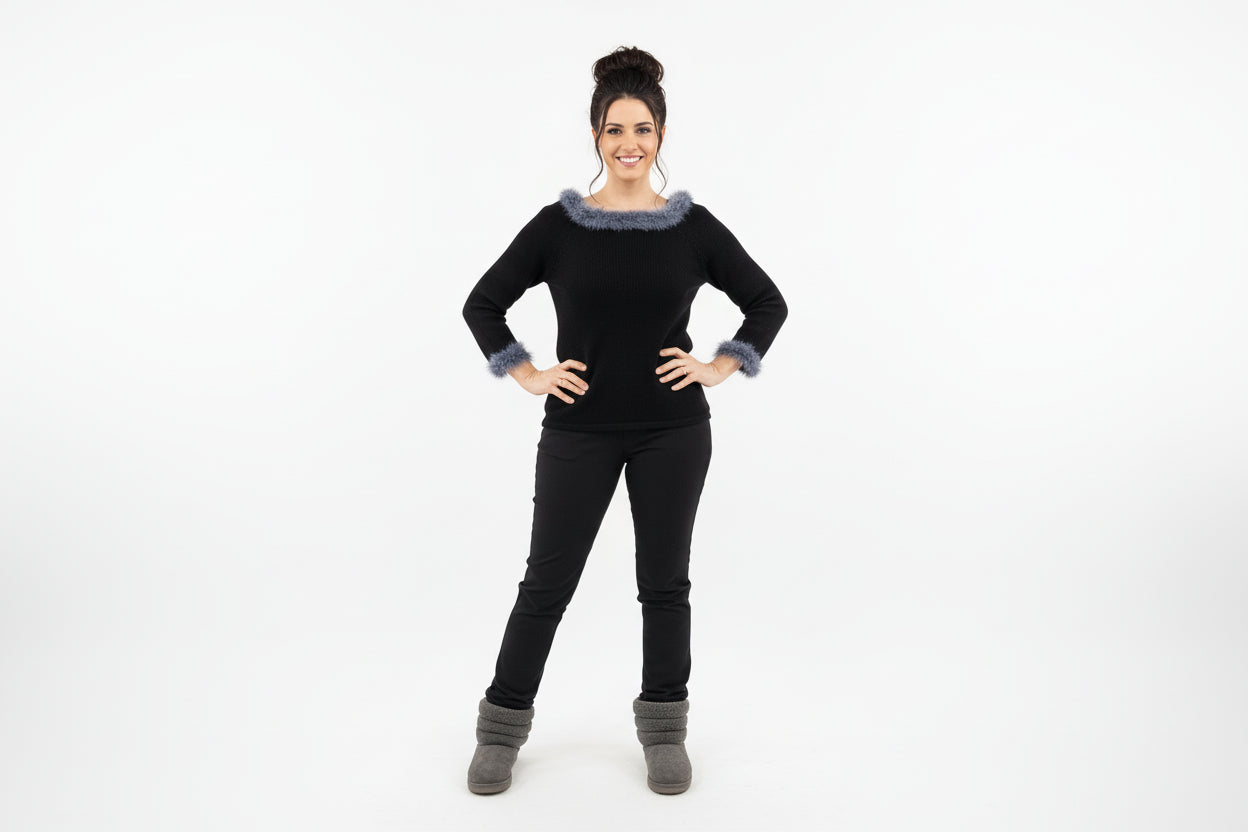 Fur Trim Sweater — Studio