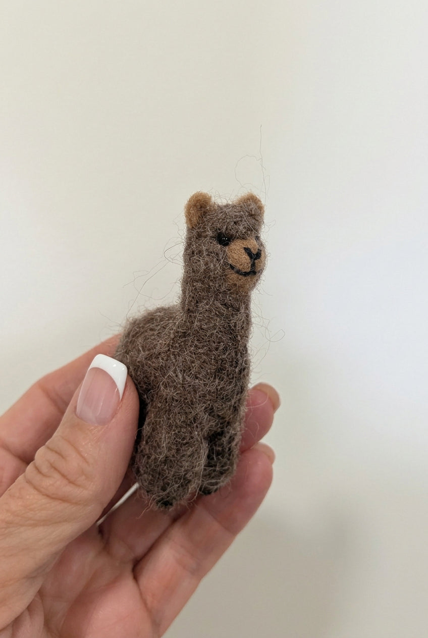 Tiny Alpaca Fiber Sculpture 3"