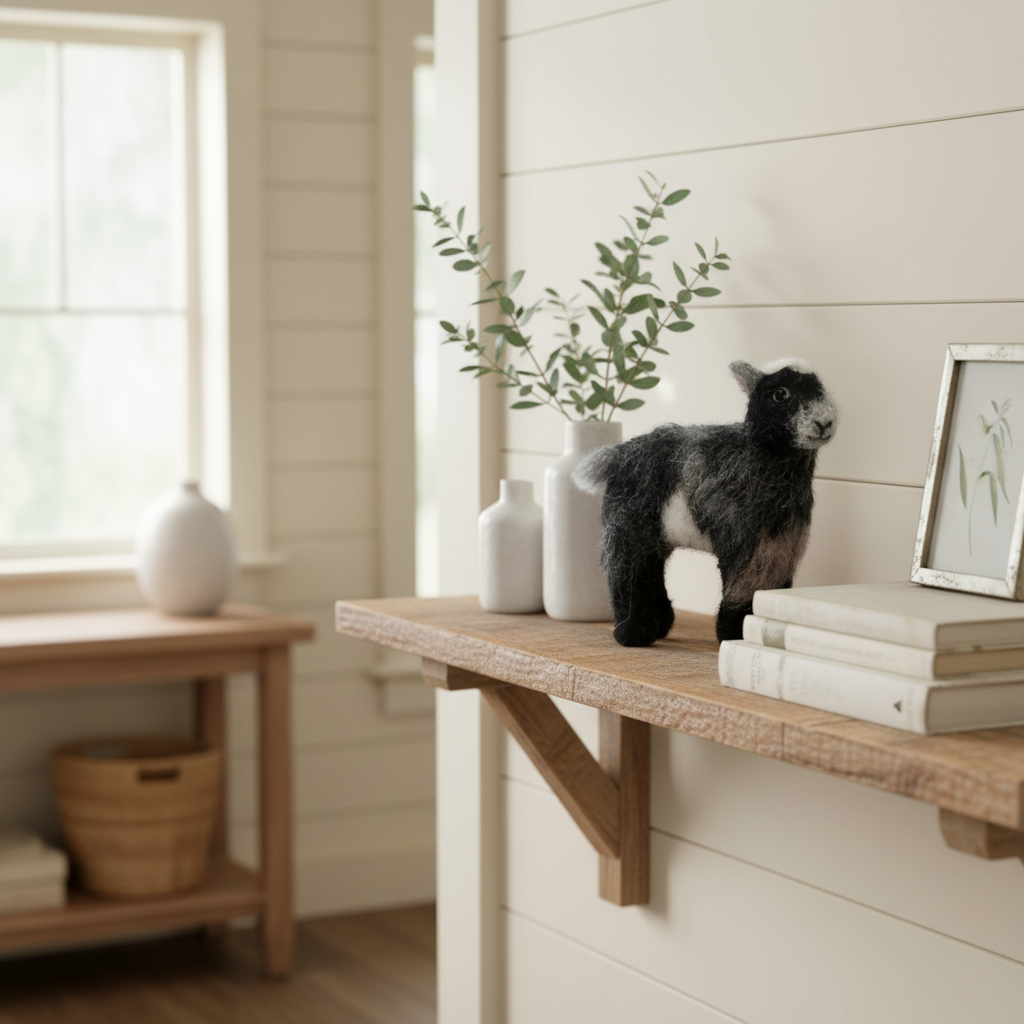 Handmade needle-felted alpaca Pygmy Goat by Lanart