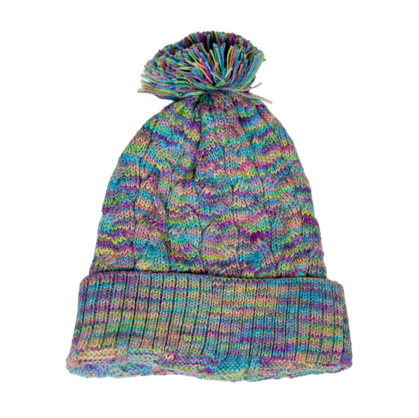 Rainbow Pompom Beanie