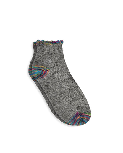 Retro Ribbed Bobby Socks-Silver