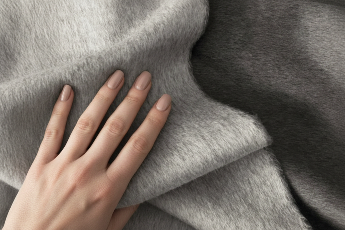 Reversible Alpaca Wool Fabric Charcoal/Gray