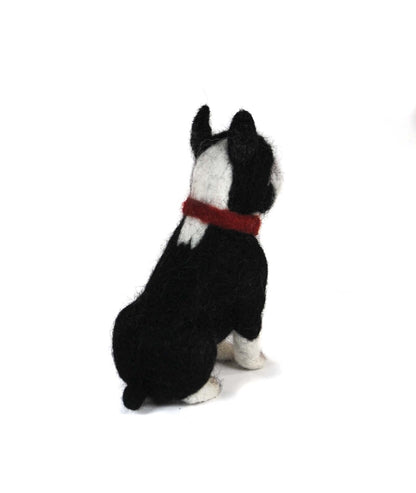 Lanart Alpaca needle-felted alpaca fiber dog boston frenchie