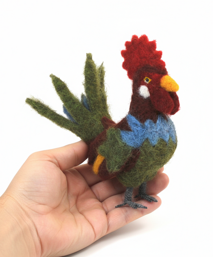 Handmade needle-felted alpaca rooster by Lanart Alpaca