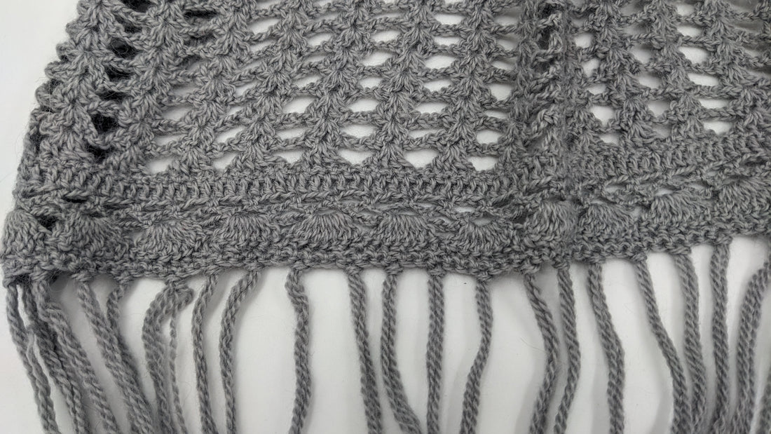 Gray Shawl Open Knit- Baby Alpaca