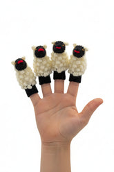 Hand knit alpaca yarn sheep finger puppets
