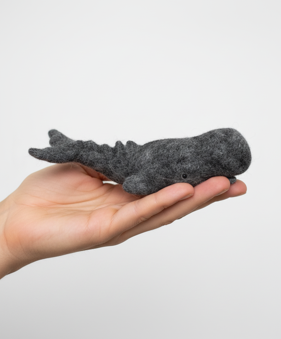 Gray whale-shaped object on a white background