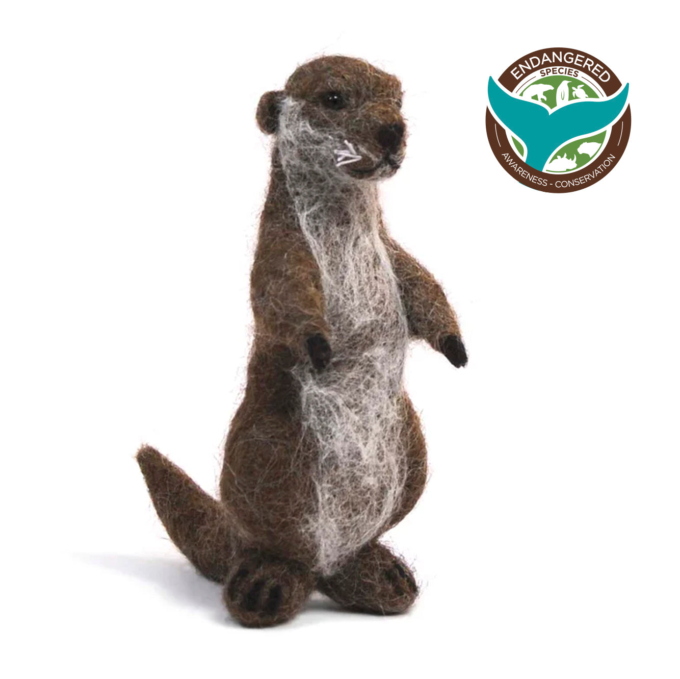 Otter standing: Wildlife Felted Alpaca Sculpture