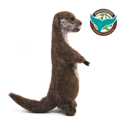 Otter standing: Wildlife Felted Alpaca Sculpture