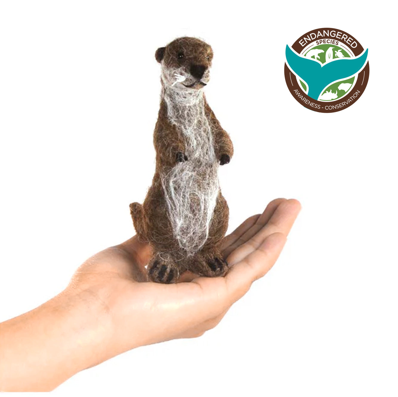 Otter standing: Wildlife Felted Alpaca Sculpture