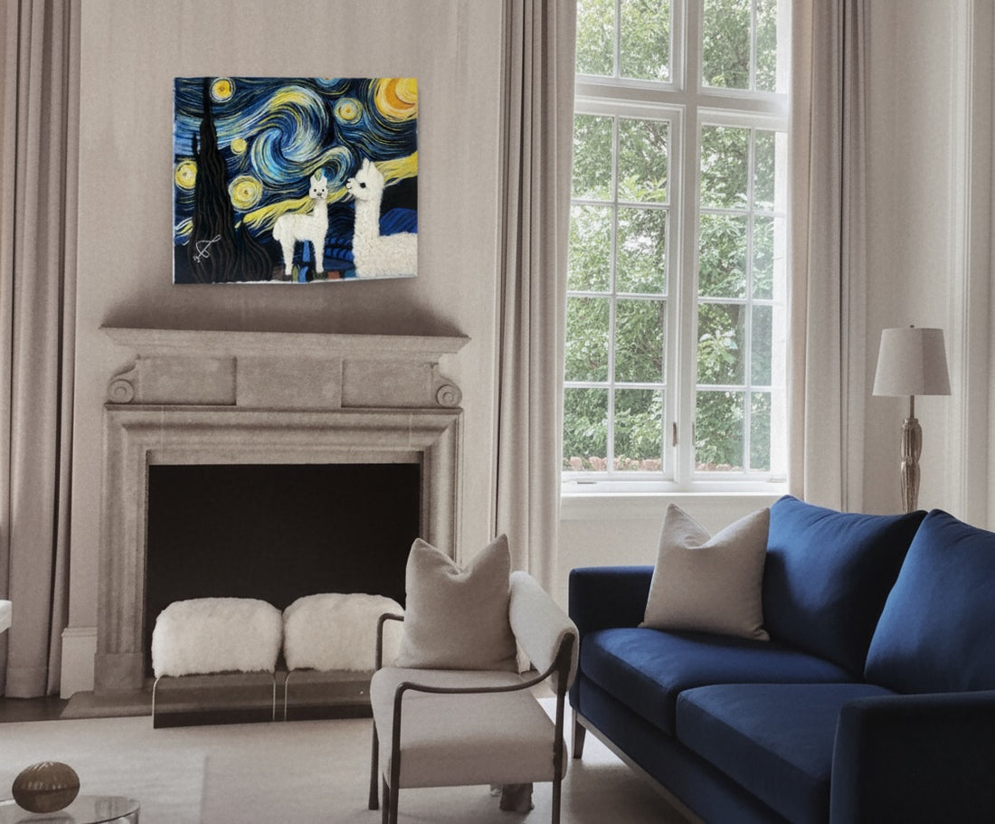 Starry Night Alpaca: Felt Portrait