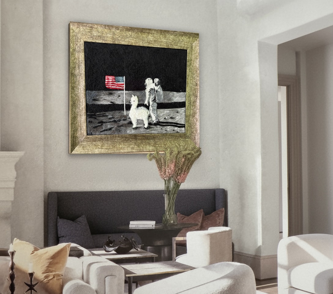 Alpaca Moon Landing - Felt Portrait