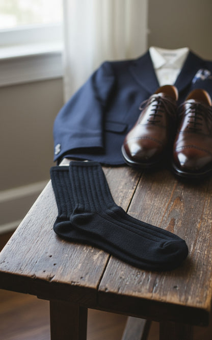 True Rib Dress Socks - Black - Lanart Alpaca