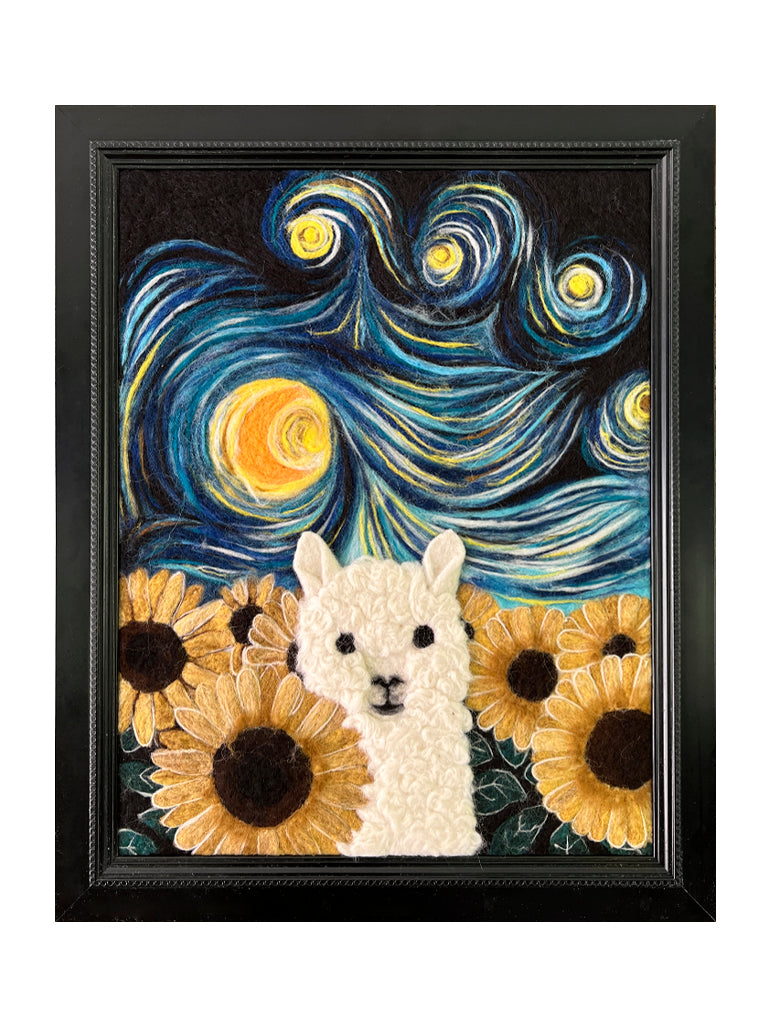 Starry Sunflowers Alpaca Portrait