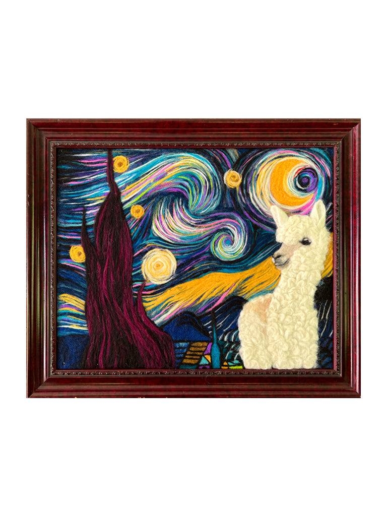Starry Alpaca: Felted Painting (no paint)