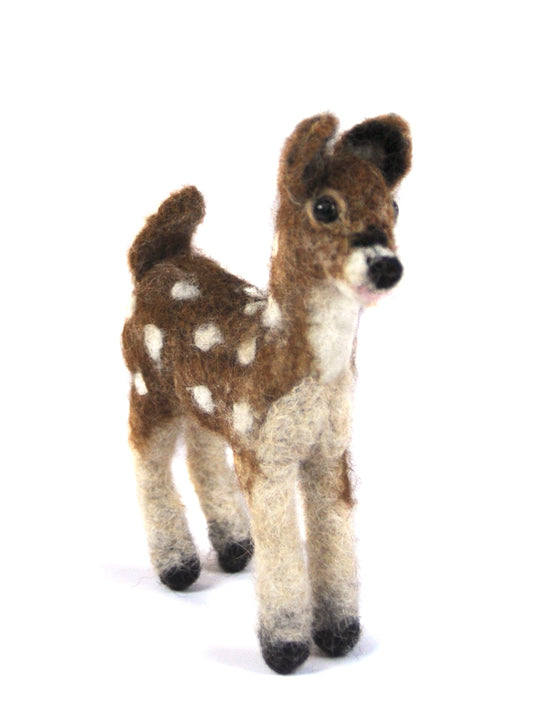 Bambi Deer Fawn: Wildlife Felted Alpaca Sculpture