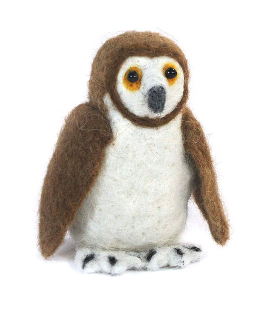 Barn Owl: Felted Alpaca Sculpture.