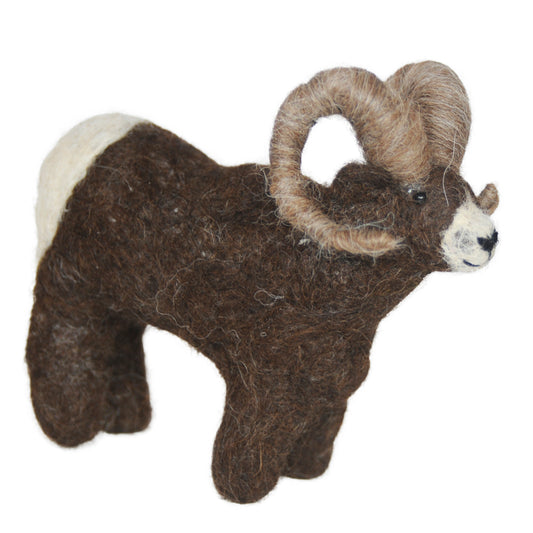 Bighorn Sheep: Wildlife Felted Alpaca Sculpture