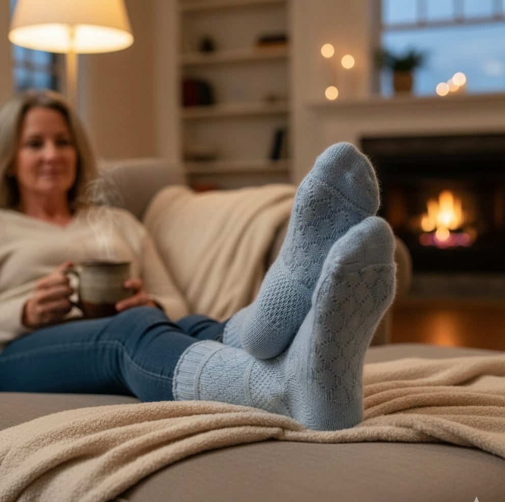 Cubism Baby Alpaca Socks-Carolina Blue