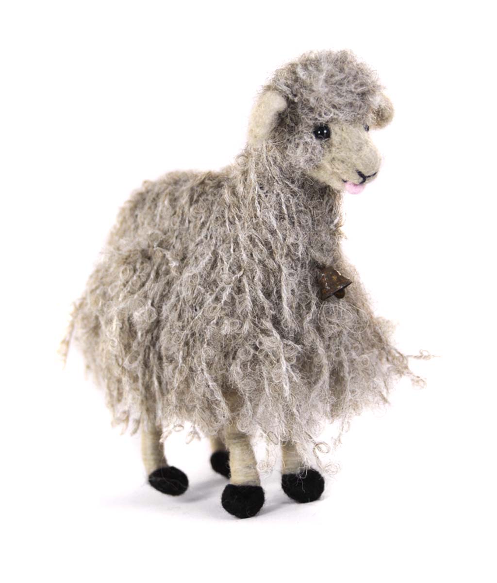 Bell Sheep: Felted Alpaca Sculpture