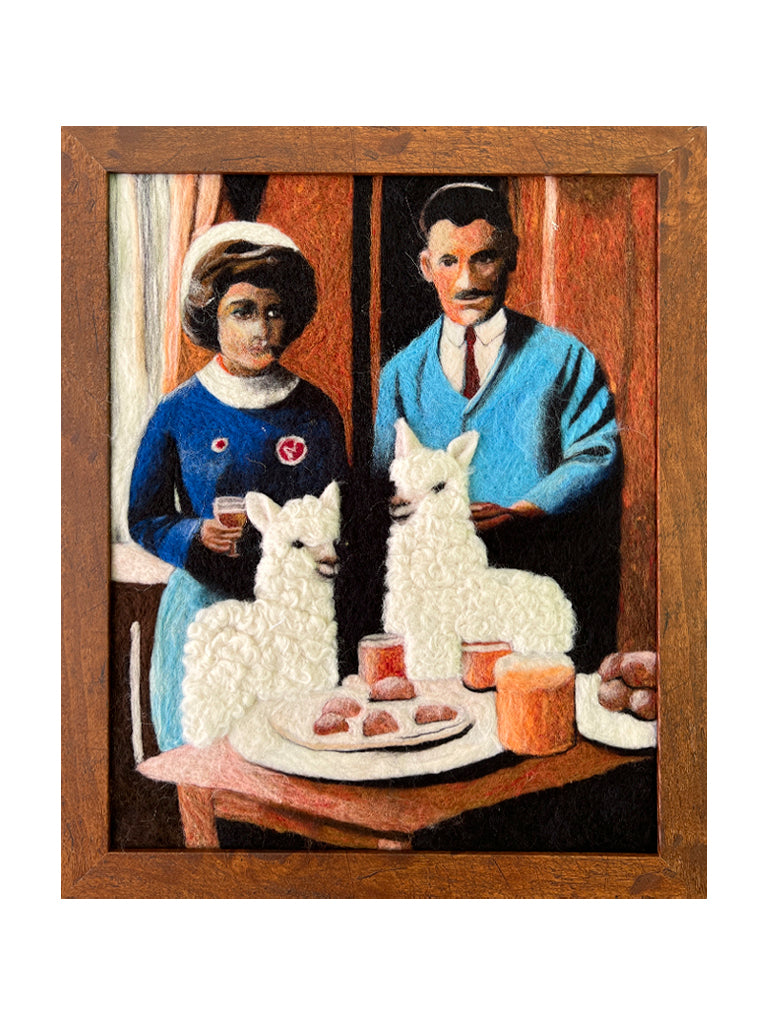 Breakfast Alpacas: Felted Portrait