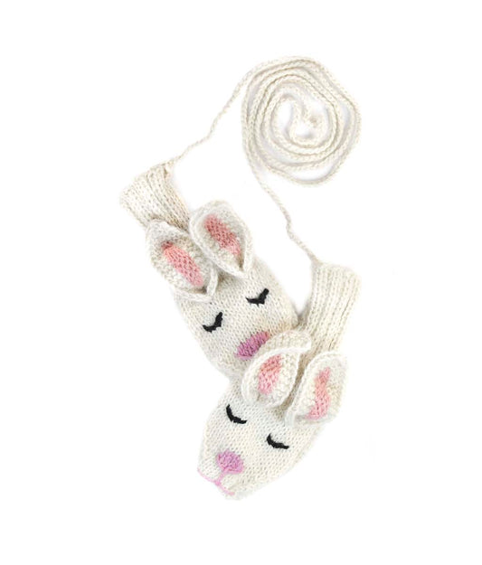 Bunny Kid's Hand Knit Alpaca Mittens