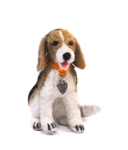 Beagle (Charlie): Felted Alpaca Sculpture