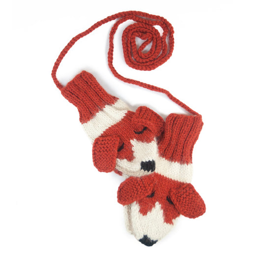 Dog Kid's Hand Knit Alpaca Mittens