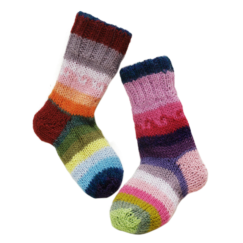 Fiesta Kid's Hand Knit Alpaca Reversible Socks