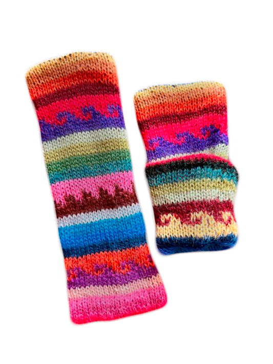 Fiesta Kids Hand Knit Alpaca Reversible Legwarmers