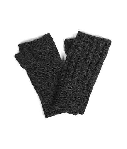 Fingerless Quad Cable Knit Alpaca Gloves