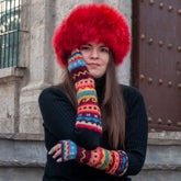 Carnival Fingerless Handwarmers - Lanart Alpaca