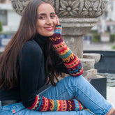 Carnival Fingerless Handwarmers - Lanart Alpaca