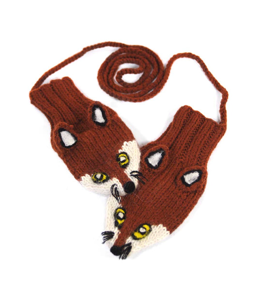Fox Kid's Hand Knit Alpaca Mittens
