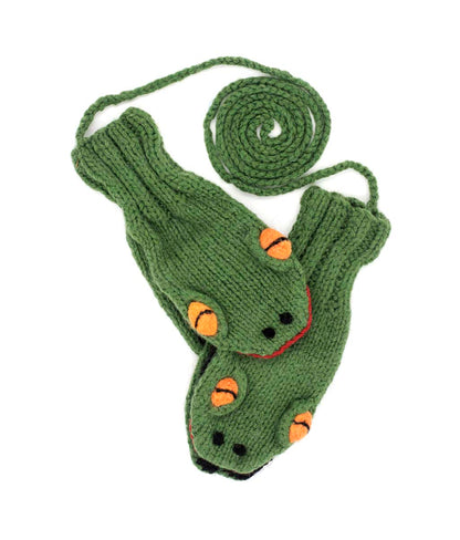 Frog Kid's Hand Knit Alpaca Mittens